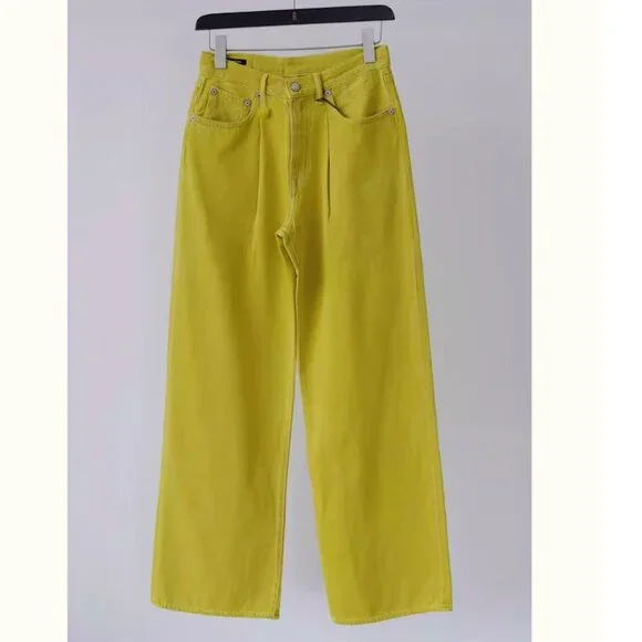 NWT R13 Damon Wide Leg 24/25/26/27 Vibrant Yellow - Picture 6 of 10